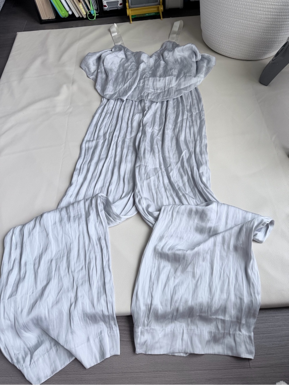 Zara Light Gray Pleated Jumpsuit